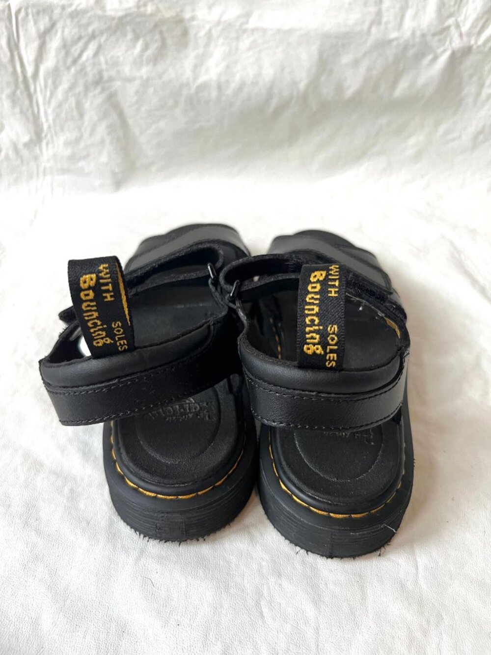 Dr Martens sandals Vossie Junior youth 5 black leather ankle strap docs - Picture 4 of 9